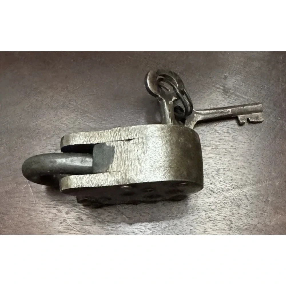 Antique Padlock 3'' Cast Iron Lock and Keys Old Vintage 1800s Style